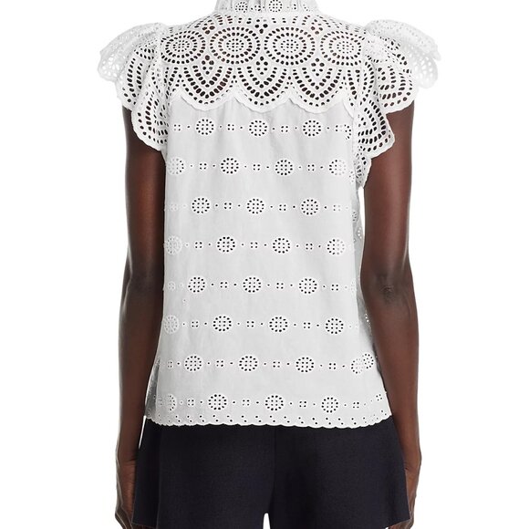 Aqua Eyelet Flutter Sleeve Top - Picture 3 of 5